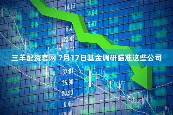 三羊配资官网 7月17日基金调研瞄准这些公司